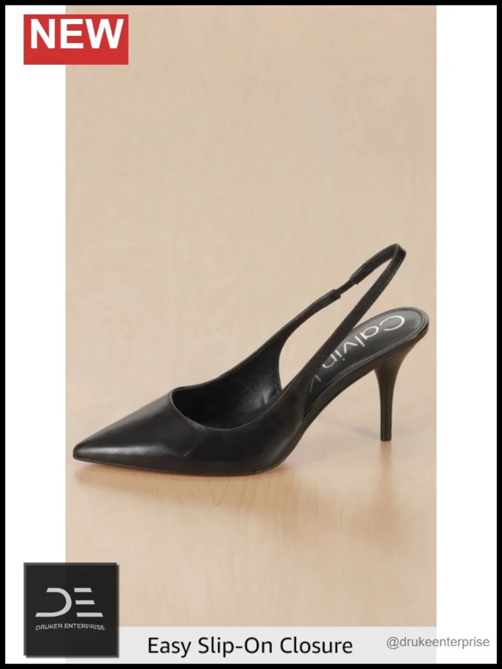 Women's Slingback Stiletto Heels Pointed Toe Dress Pumps Leather